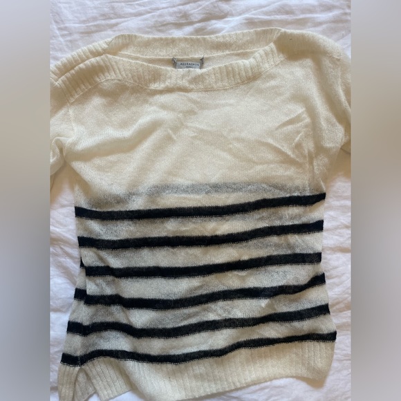 AllSaints Black and White Striped Sweater - Picture 2 of 3